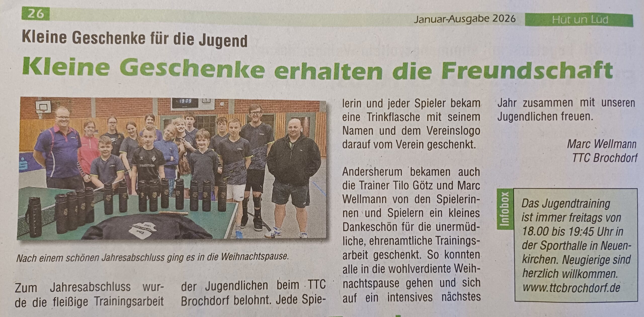 Zeitungsartikel Januar 2026: Kleine Geschenke erhalten die Freundschaft